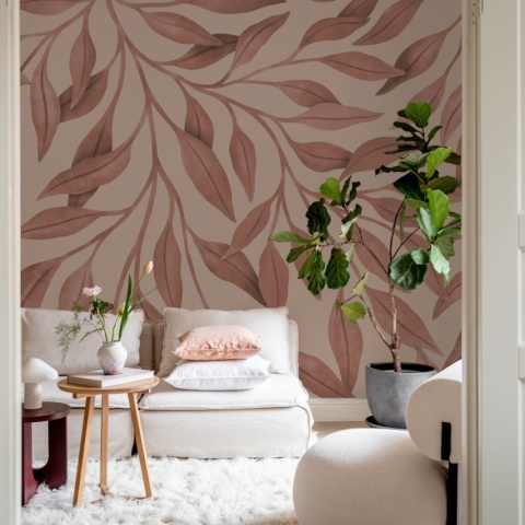 Fototapet, Giant Leaves, Pink, Rebel Walls