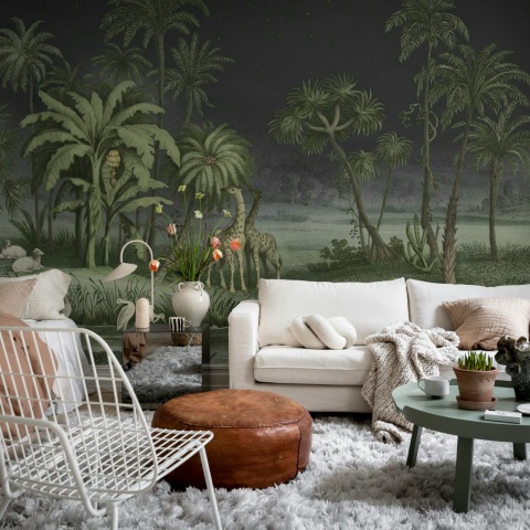 Fototapet, Giraffe Savannah, Nightfall, Rebel Walls