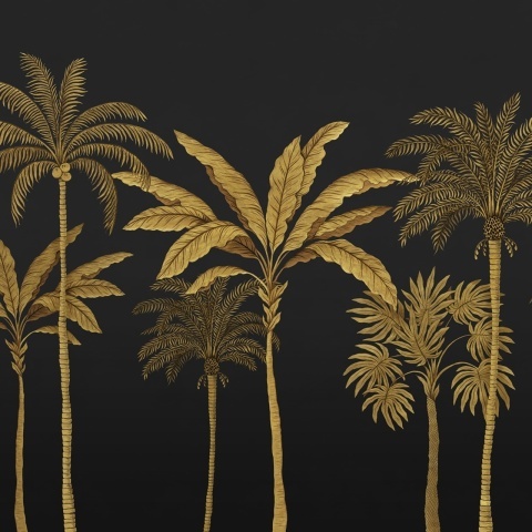 Fototapet, Golden Palms, Black, Rebel Walls - Img 2