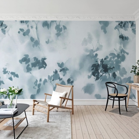Fototapet, Hazy Leaves, Blue, Rebel Walls