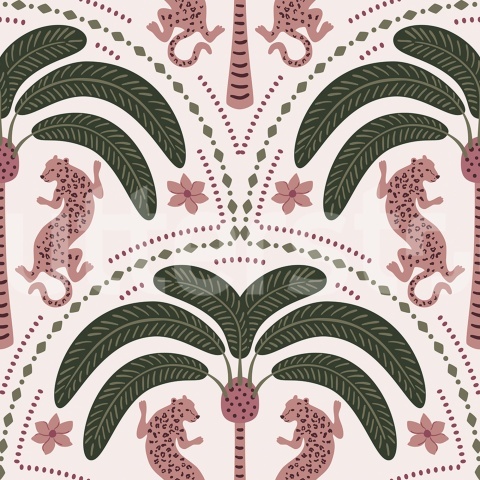 Fototapet, Jungle Rhythm, Pink, Rebel Walls - Img 2