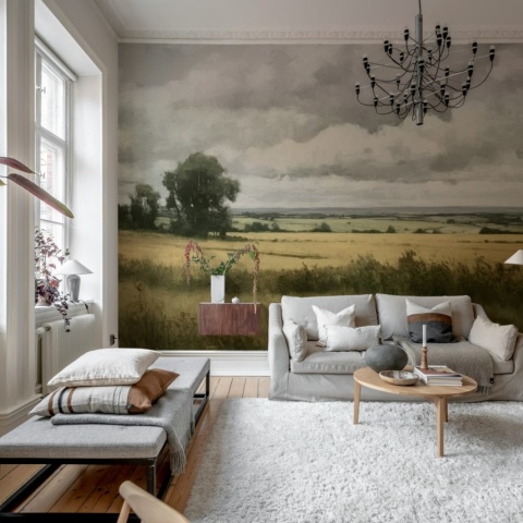 Fototapet, Landscape Painting, Beige, Rebel Walls