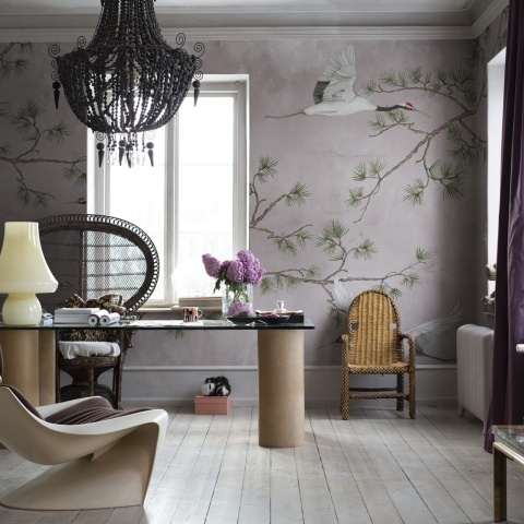 Fototapet, Majestic Cranes, Pink, Rebel Walls - Img 3