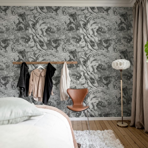 Fototapet, Marble Flow, Black, Rebel Walls