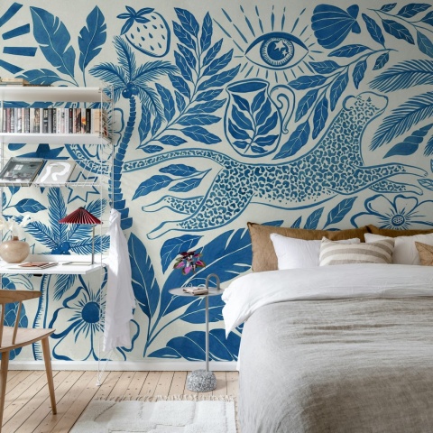 Fototapet, Midnight Tropics, Blue, Rebel Walls