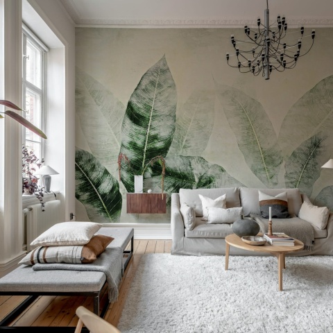 Fototapet, Misty Leafs, Green, Rebel Walls