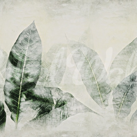 Fototapet, Misty Leafs, Green, Rebel Walls - Img 2