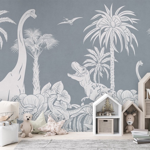 Fototapet Monochrome Dino - Blue, Kikki Belle - Img 3