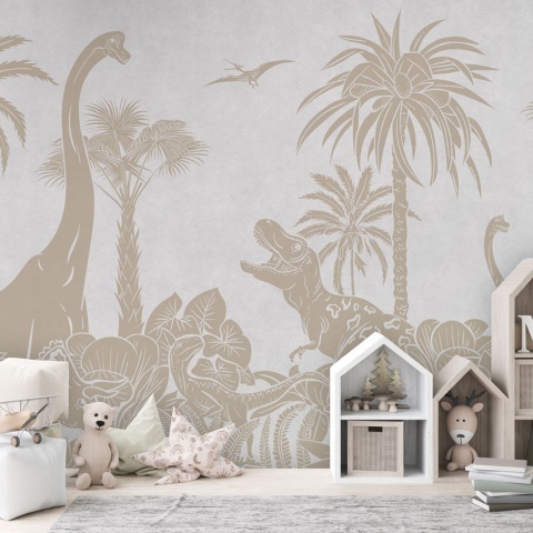 Fototapet Monochrome Dino - White Vintage, Kikki Belle - Img 3