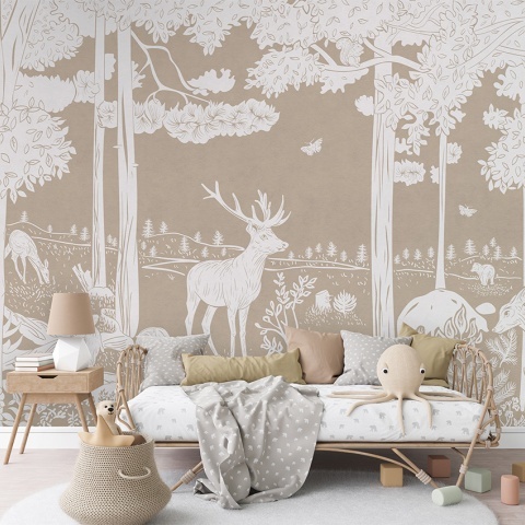 Fototapet Monochrome Forest - Brown, Kikki Belle - Img 4