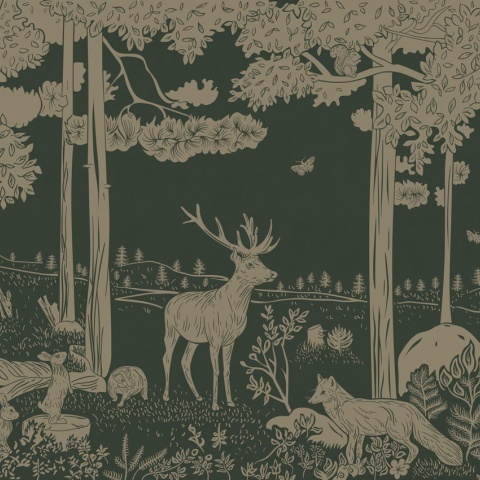 Fototapet Monochrome Forest - Green Vintage, Kikki Belle - Img 2