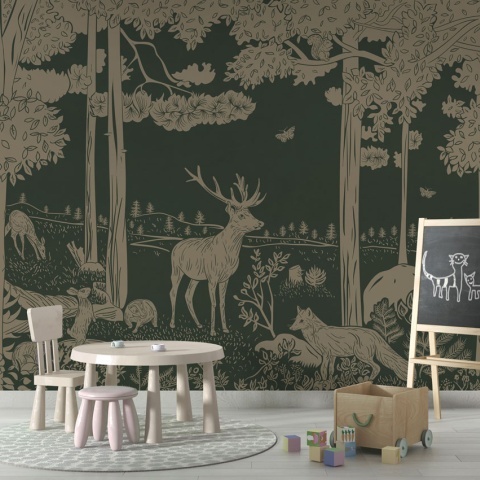 Fototapet Monochrome Forest - Green Vintage, Kikki Belle - Img 5