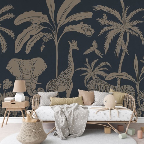 Fototapet Monochrome Jungle - Blue Vintage, Kikki Belle - Img 4