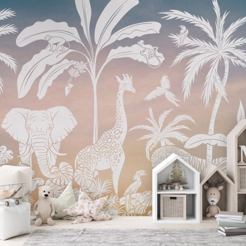 Fototapet Monochrome Jungle - Sky Pink, Kikki Belle - Img 3
