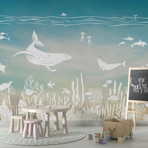 Fototapet Monochrome Sea - Aqua Blue, Kikki Belle - Img 4