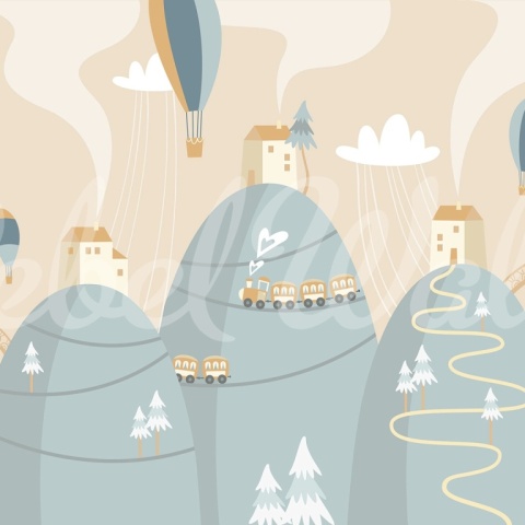 Fototapet, Mountain Village, Pastel, Rebel Walls - Img 2