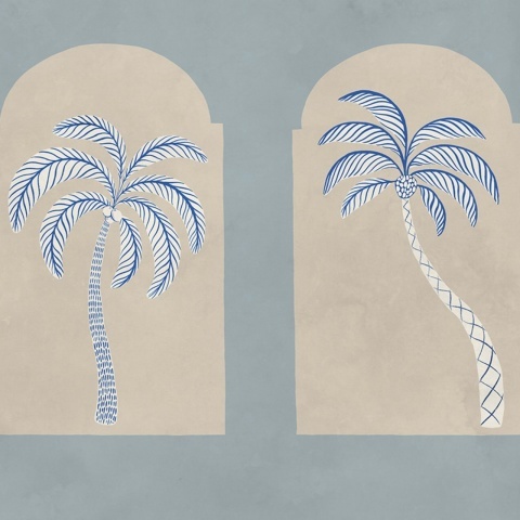 Fototapet, Palm Arches, Blue, Rebel Walls - Img 2