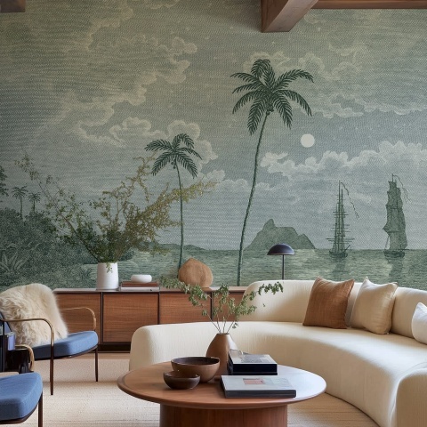 Fototapet, Palm Beach, Blue, Rebel Walls - Img 3
