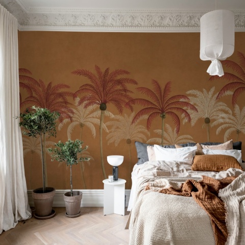 Fototapet, Palm Parade, Orange, Rebel Walls