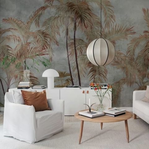 Fototapet, Palm Trees, Gray, Rebel Walls