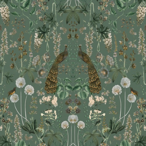 Fototapet, Peacock Garden, Green, Rebel Walls - Img 2