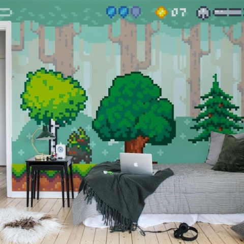 Fototapet, Pixel World, Green, Rebel Walls