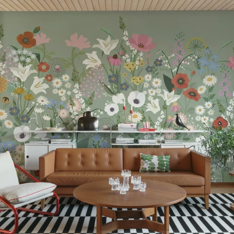 Fototapet, Playful Meadow, Green, Rebel Walls