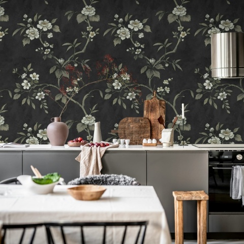 Fototapet, Poetic Flora, Black, Rebel Walls