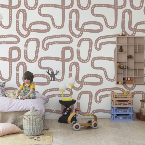 Fototapet, Race Track, Soft Pink, Rebel Walls