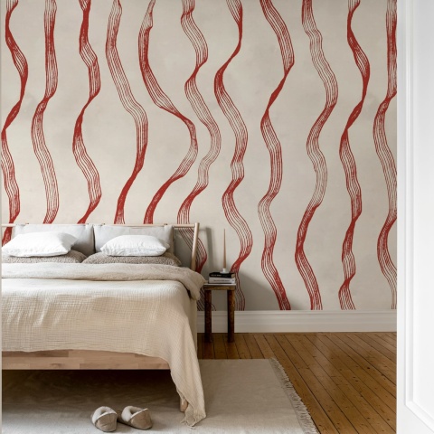 Fototapet, Ribbon Stripe, Red, Rebel Walls - Img 3