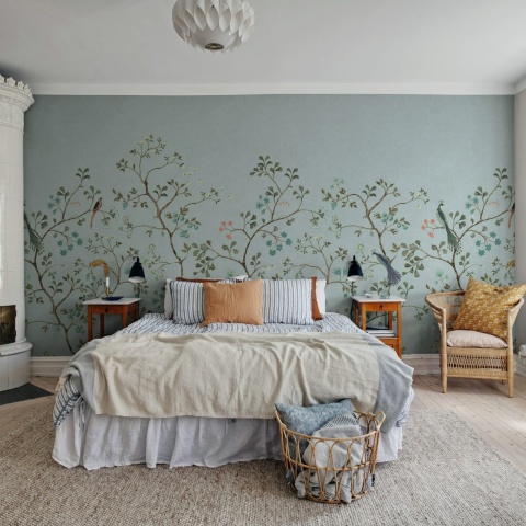 Fototapet, Songbird Mural, Blue, Rebel Walls