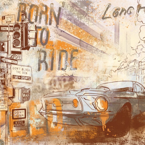 Fototapet, Street Race, Vintage, Rebel Walls - Img 5