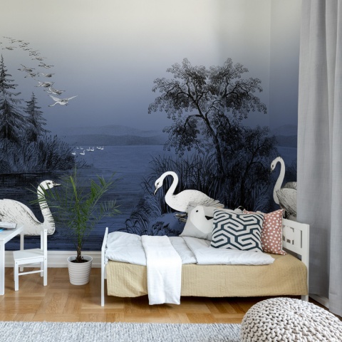 Fototapet, Swan Lake, Nightfall, Rebel Walls - Img 4