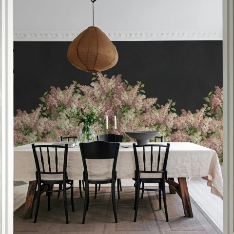Fototapet, Syringa Flowers, Black, Rebel Walls - Img 3