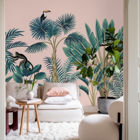 Fototapet, Tropical Birds, Pink, Rebel Walls - Img 4