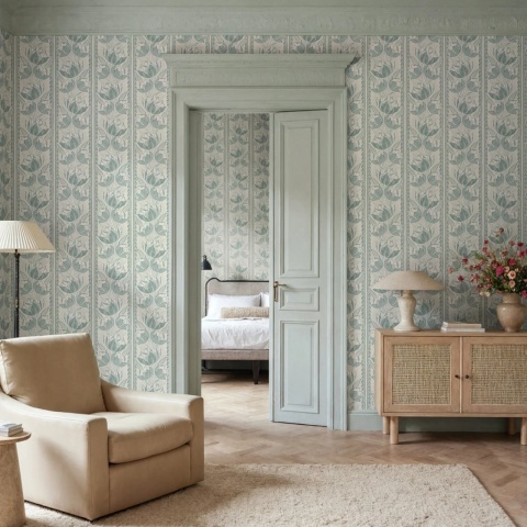 Fototapet, Tulip Stripes, Green, Rebel Walls