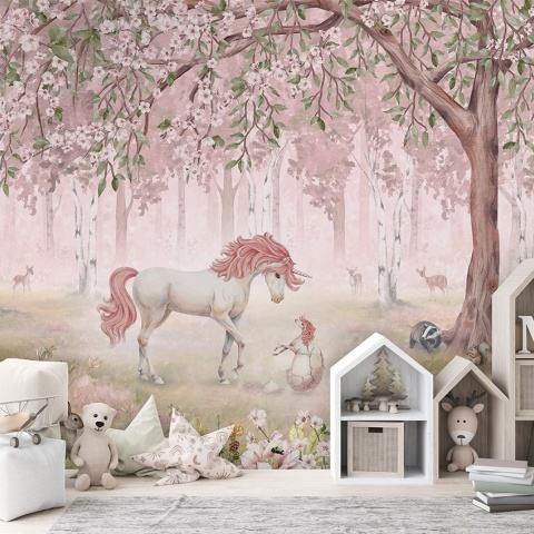 Fototapet Unicorn Forest - Pink, Kikki Belle - Img 3