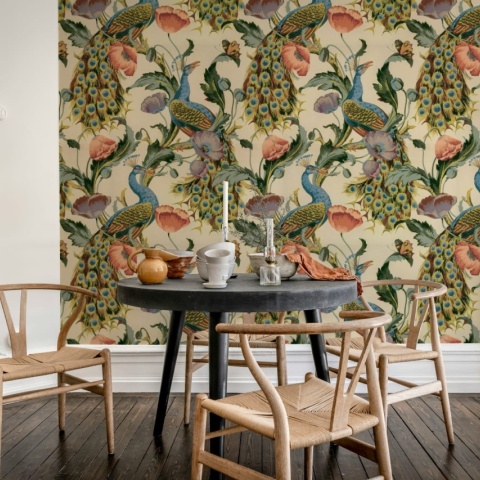 Fototapet, Vintage Peacock, Beige, Rebel Walls - Img 3