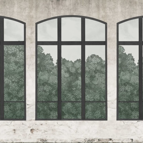 Fototapet, Vintage Windows, Soft Green, Rebel Walls - Img 2