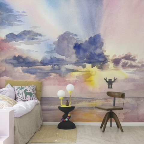 Fototapet, Watercolor Sky, Pink, Rebel Walls - Img 6