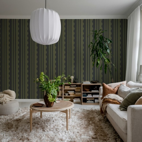 Fototapet, Wavy Stripe, Dark Green, Rebel Walls - Img 3