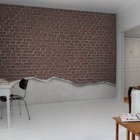 Fototapet, Well-Worn Brick Wall, Red, Rebel Walls