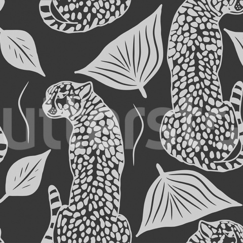 Fototapet, Whimsy Leopard, Black, Rebel Walls - Img 2