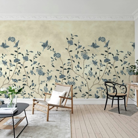 Fototapet, Whispering Petals, Blue, Rebel Walls