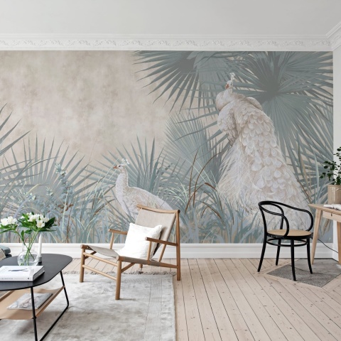 Fototapet, White Peacocks, Rebel Walls