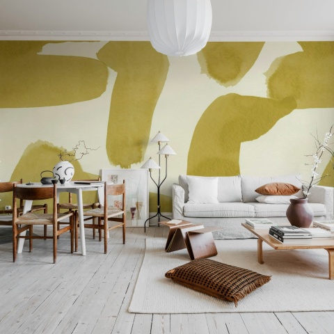 Fototapet, Wiggle Shapes, Yellow, Rebel Walls