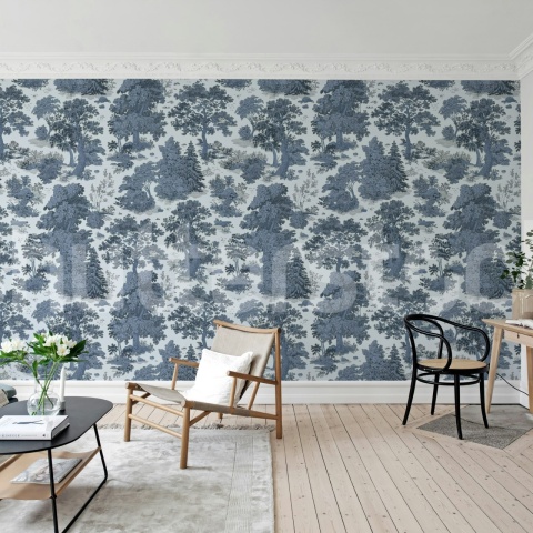 Fototapet, Woodland Toile, Blue, Rebel Walls