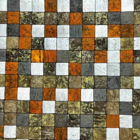 Panou decorativ 3D, Coconut, Honai Mosaic Orange&amp;Green, 6 placi 42x42cm, 1.05 mp - Img 2