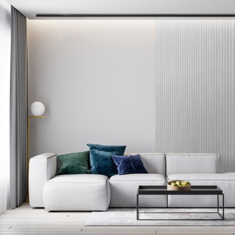 Panou riflaj decorativ 3D Onda, Gri, 11.2x1.3x270 cm - Img 2