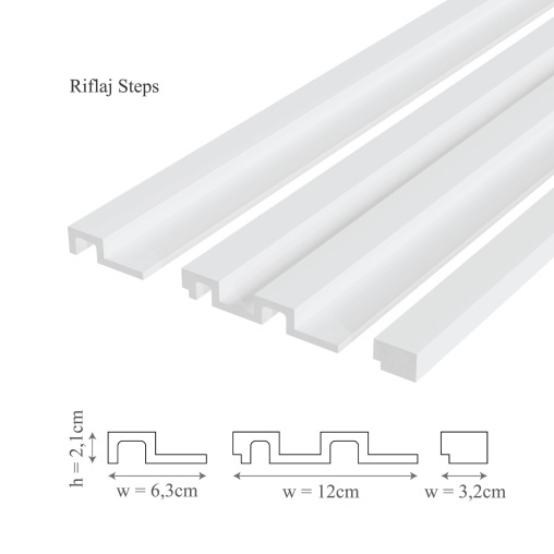 Profil dreapta panou riflaj decorativ 3D, model Steps R - 3.2x2.1x250 cm - Img 3